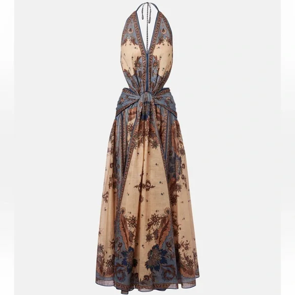 New Zimmermann Ascension Plunge Halter Maxi Dress Size 0 - Picture 2 of 15